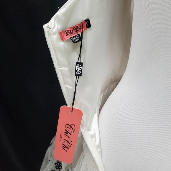 NWT Chi Chi London White Dress with Black Embroidery Fairy Glinda Princess Ball - Picture 16 of 17